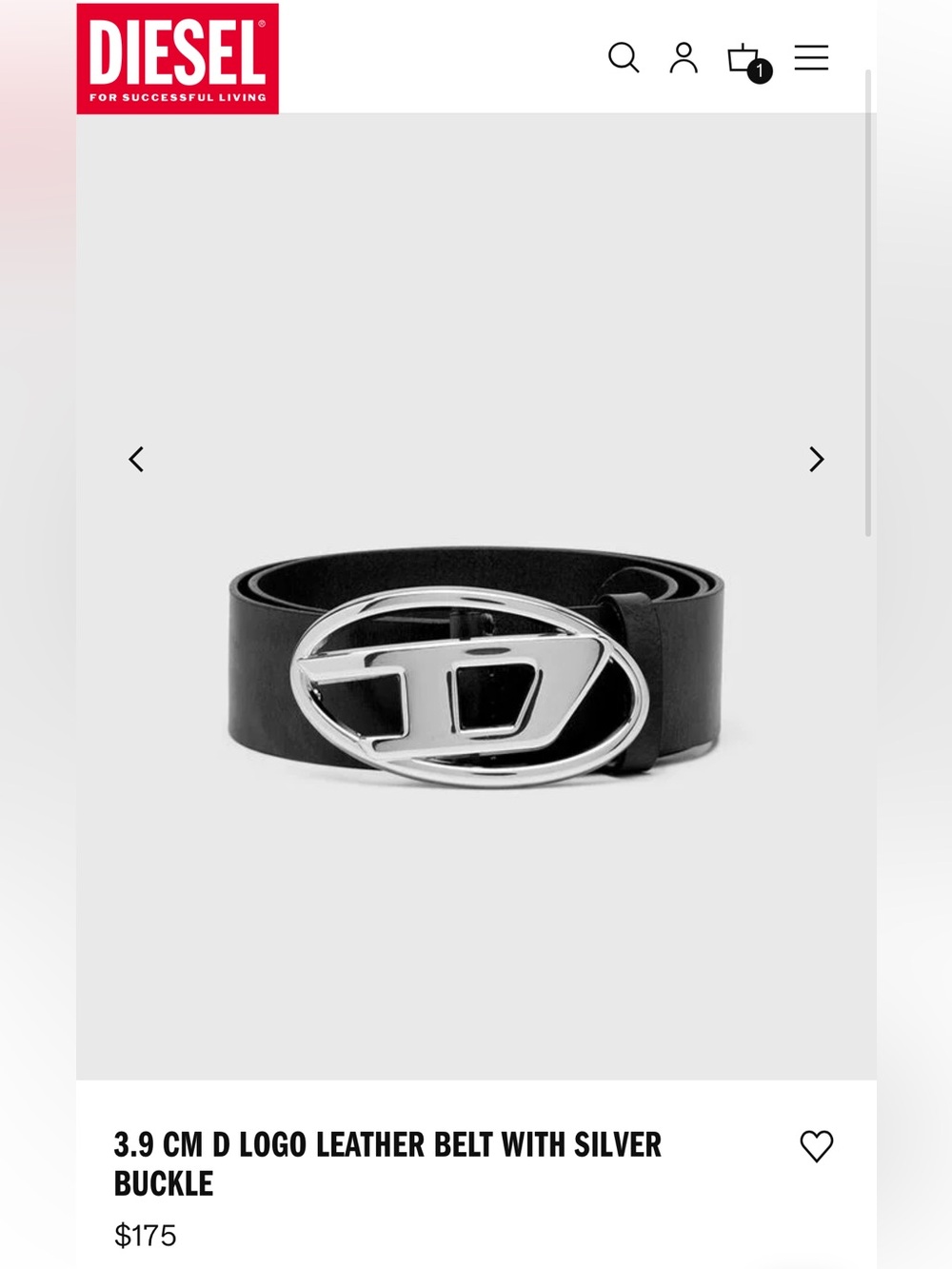 DIESEL LOGO LEATHER BELT WITH SILVER BUCKLE